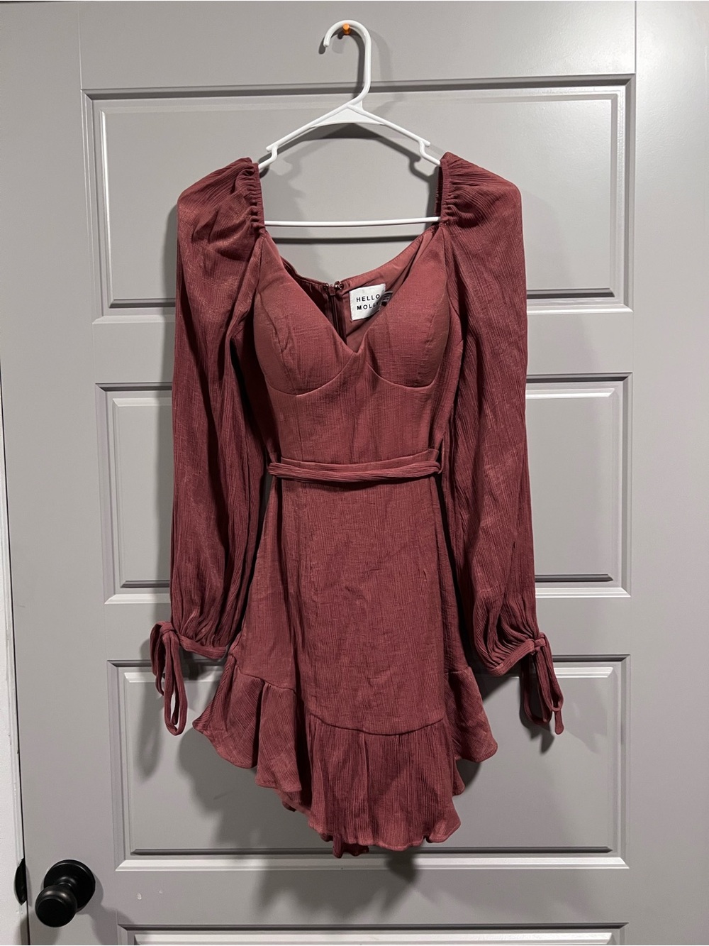 Hello Molly Dusty Rose Long-Sleeve Ruffle Mini Dress